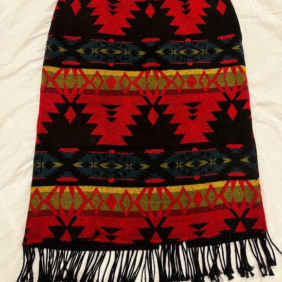 Vintage Faux Wool Southwestern Fringe Midi Skirt - Picture 9 of 14